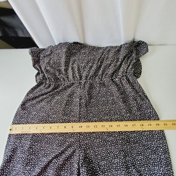 Adrianna Papell Wide Leg Jumpsuit Size L Stretch Black and White Print Spring - Picture 9 of 13